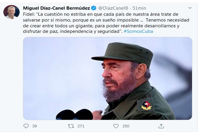 Presidente de Cuba evoca ideas de Fidel sobre unidad latinoamericana