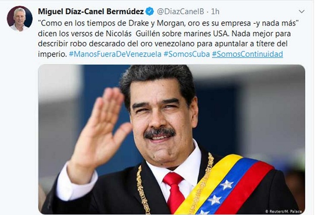 Presidente de Cuba califica de robo retención de oro venezolano.