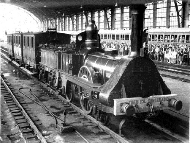 El ferrocarril no llegó a España hasta el 28 de octubre de 1848 cuando la locomotora "La Mataró" realizó el primer recorrido peninsular entre Barcelona y Mataró