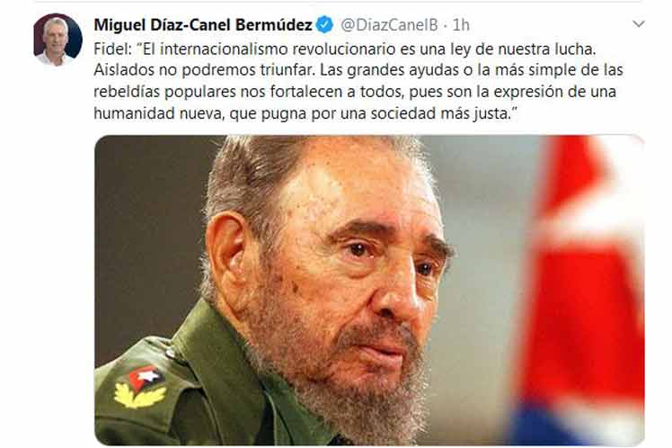 Diaz-Canel evokes the internationalism of Fidel Castro.