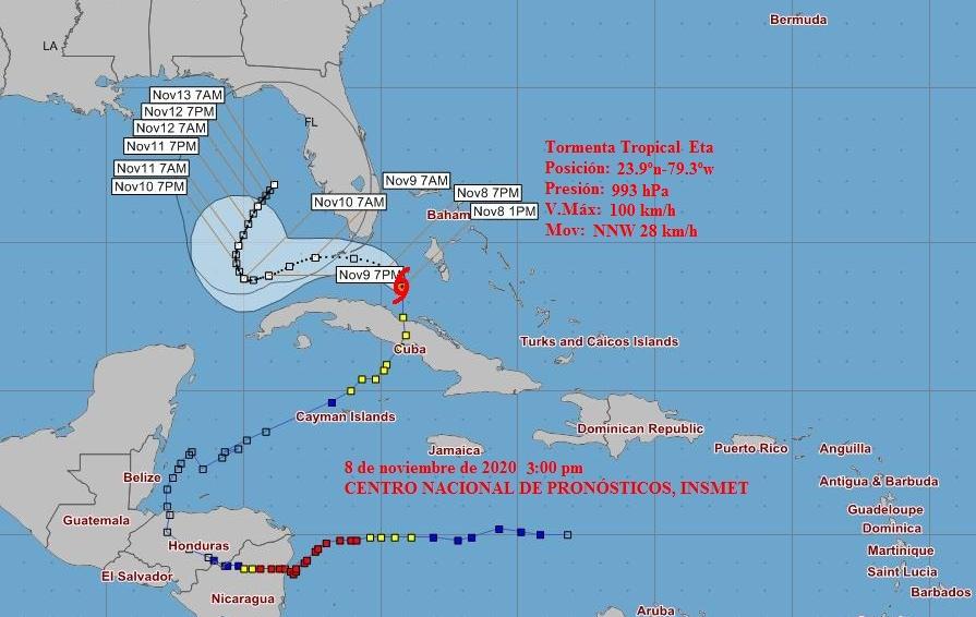 Eta se interna en el estrecho de la Florida.