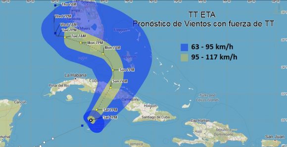 Tropical storm wind forecast.