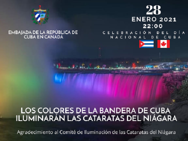 Exhibirán Cataratas del Niágara colores de la bandera de Cuba.