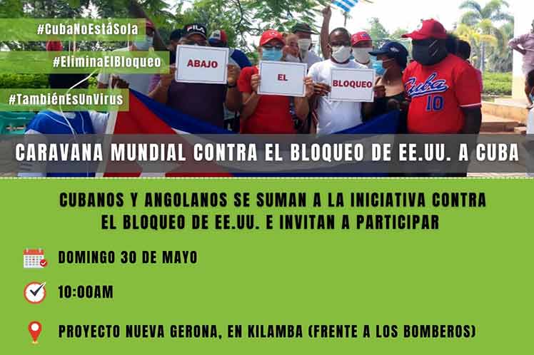 En Angola caravana contra bloqueo de Estados Unidos a Cuba.