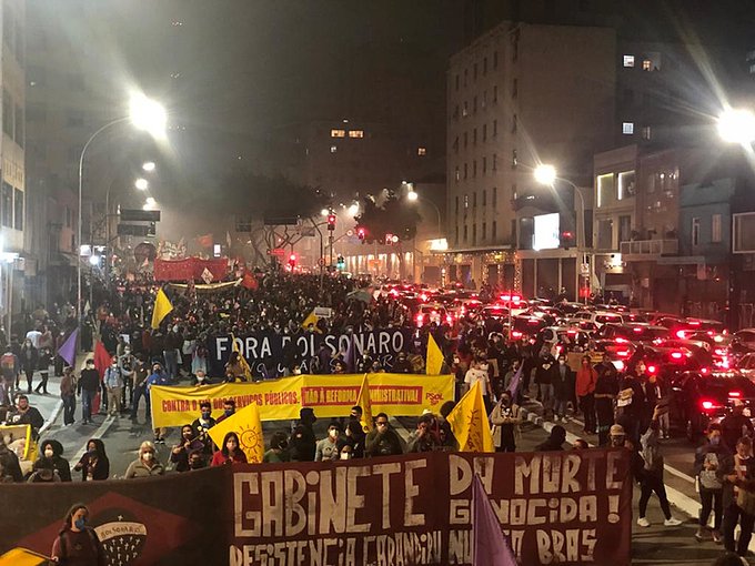 Protestas en Brasil contra el gobierno de Bolsonaro.