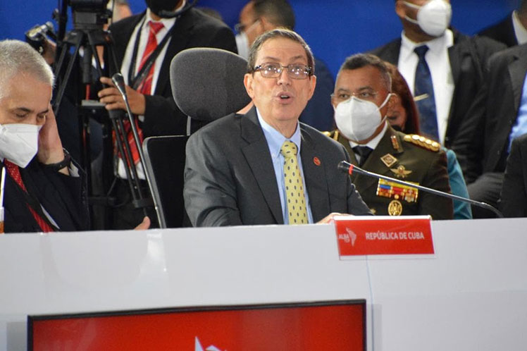 El canciller cubano, Bruno Rodríguez durante la XIX Cumbre del ALBA-TCP. Foto: Prensa Latina