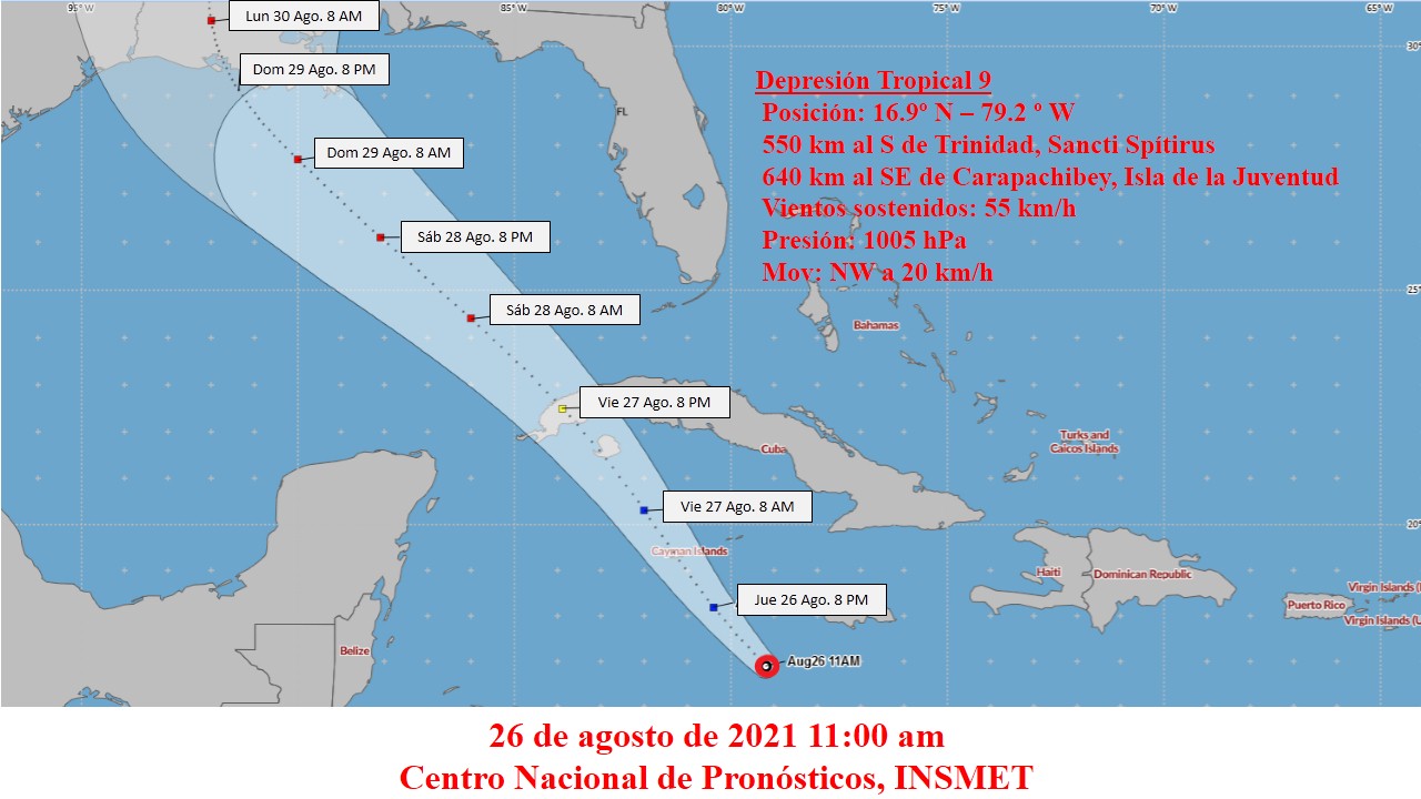 Ida continues to intensify and approaches Isla de la Juventud.