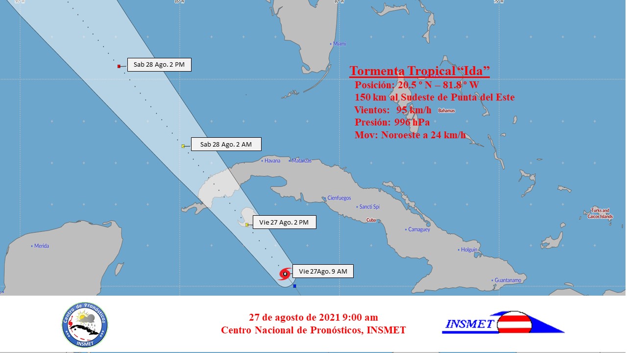 ...Ida se convierte en huracán y se aproxima a la Isla de la Juventud...