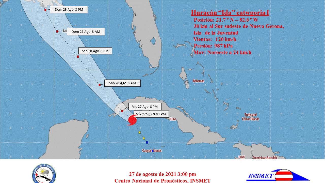 Ida se aproxima al sur de la provincia de Pinar del Río..