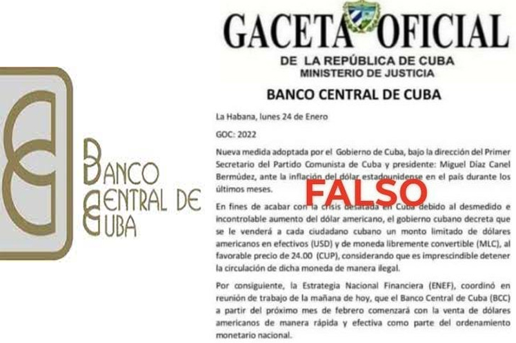 Banco Central de Cuba desmiente supuesta venta de divisas.
