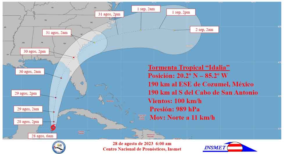 Tormenta Tropical Idalia gana en intensidad. Foto: Prensa Latina