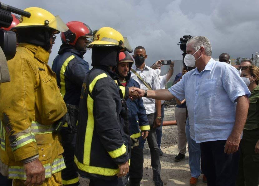 Miguel Díaz Canel recuerda incendio en Matanzas hace un año