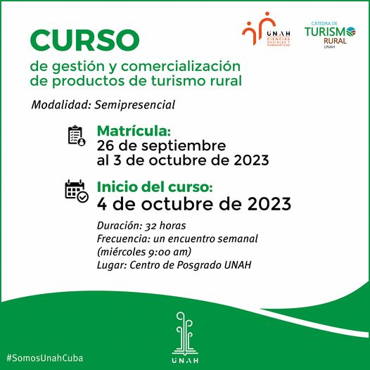 Curso Gestión y Comercialización de Productos de Turismo Rural en Universidad Agraria de la Habana