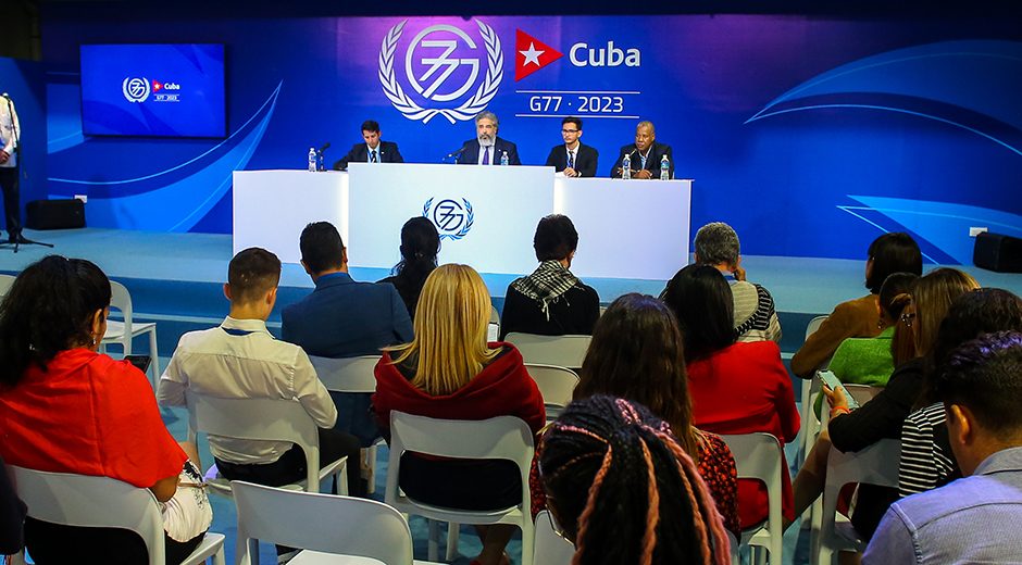 Pressekonferenz zur G-77-Abschlusserklärung. Havanna 16.9.2023 | Bildquelle: Radio Mayabeque © Na | Bilder sind in der Regel urheberrechtlich geschützt