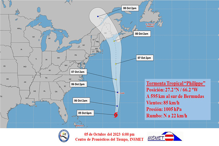 Tormenta tropical Philippe se intensifica en el Atlántico