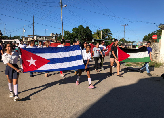 Celebran en Mayabeque Día Internacional del Estudiante con marcha a favor del pueblo de Palestina