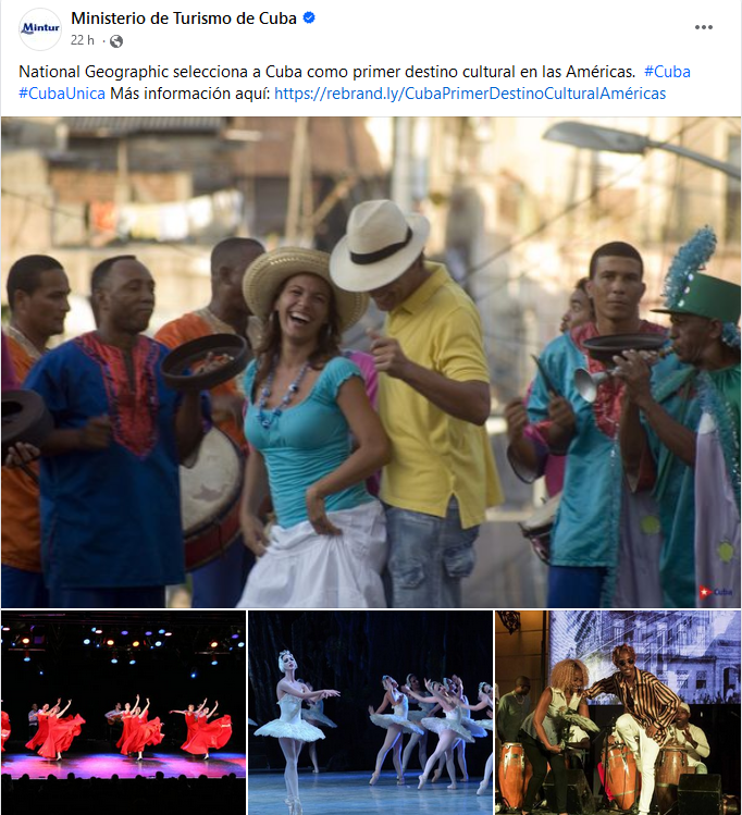 Mintur celebra selección de Cuba como primer destino cultural