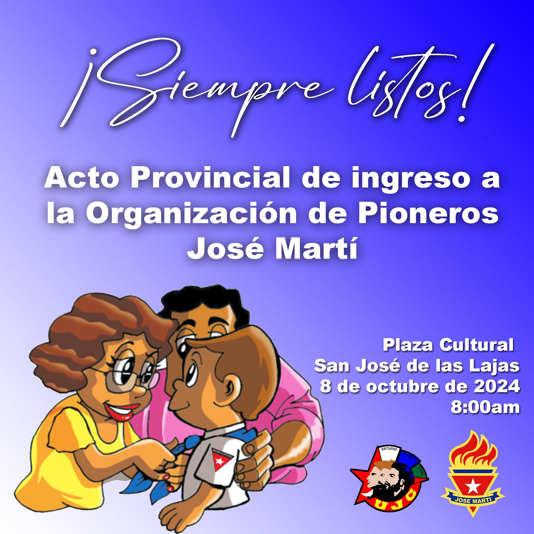 Realizarán acto provincial de ingreso a la Organización de Pioneros José Martí.