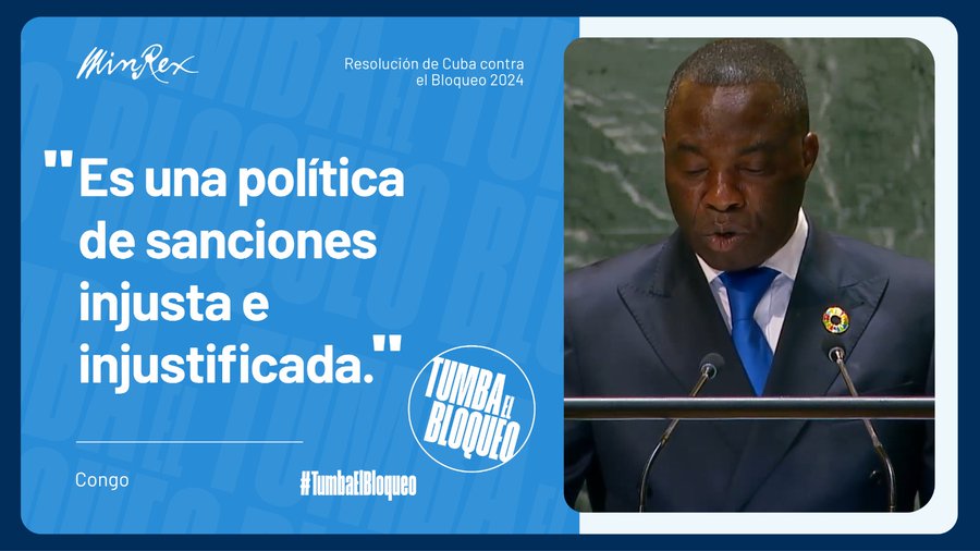 Bloqueo a Cuba es política injusta e injustificada, afirma el Congo