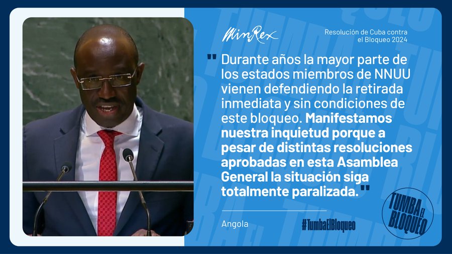 Angola: bloqueo a Cuba viola flagrantemente los derechos humanos