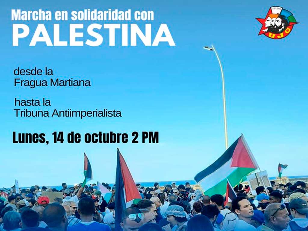 Juventud de Cuba marchará hoy en solidaridad con Palestina. Foto: Prensa Latina