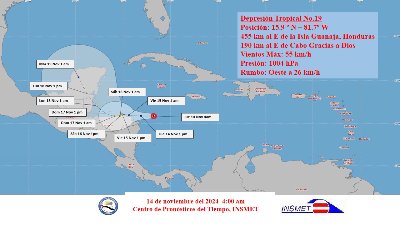 se forma la decimonovena depresión tropical