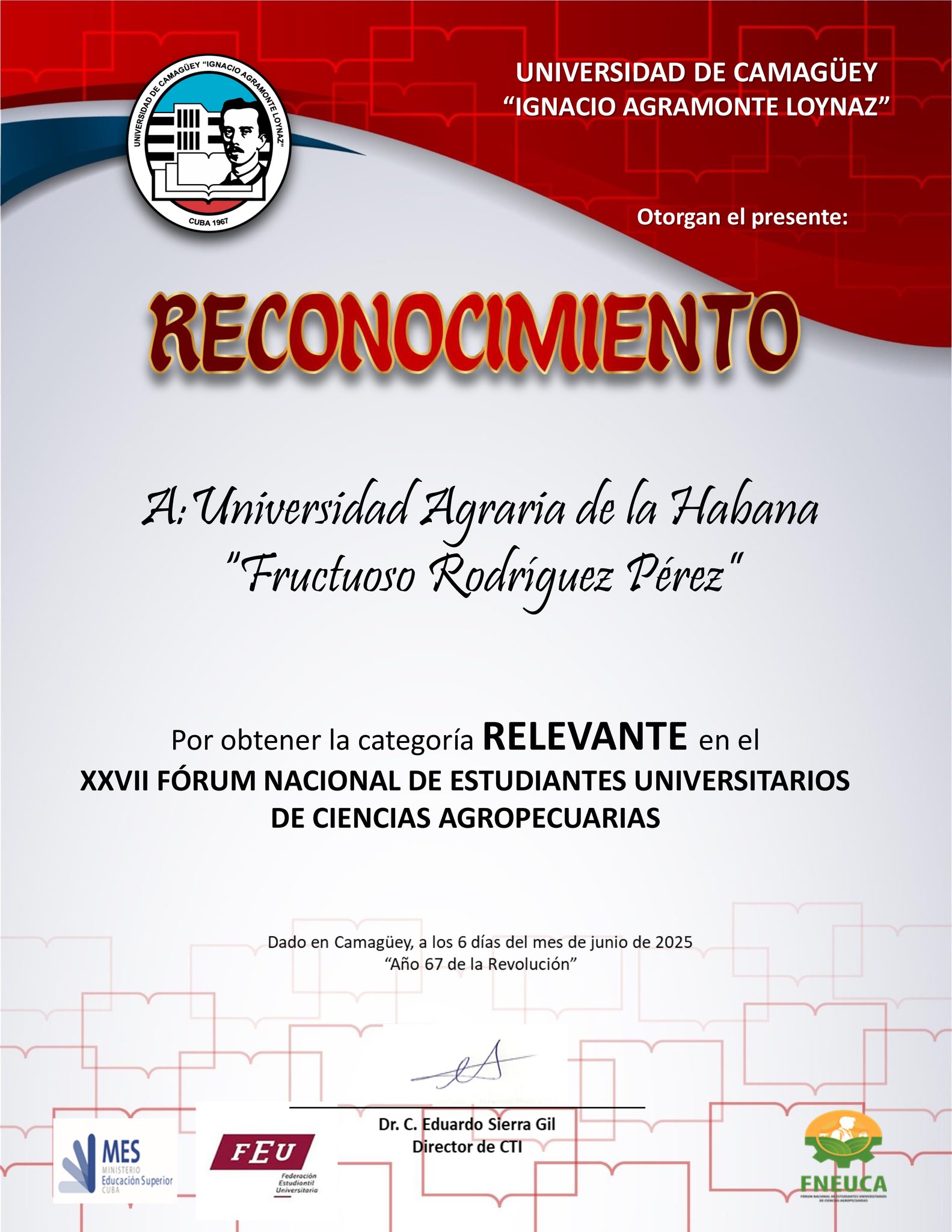 Premiados universitarios de Mayabeque en Fórum Nacional de Ciencias Agropecuarias.