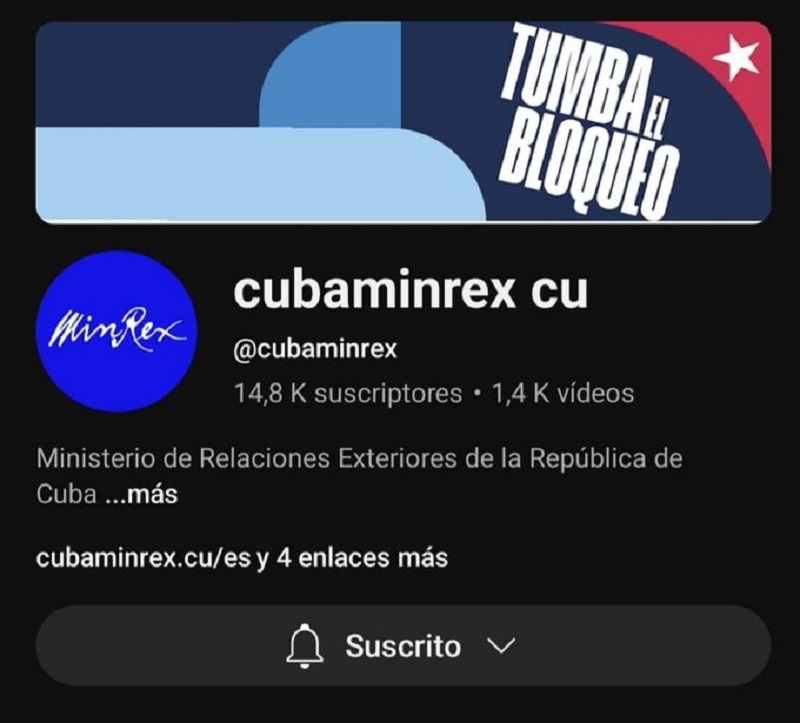 Cancillería de Cuba denuncia vulneración de su canal YouTube. Foto: Prensa Latina