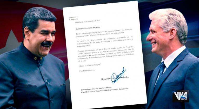 Cuba reitera a Venezuela determinación de fortalecer la solidaridad