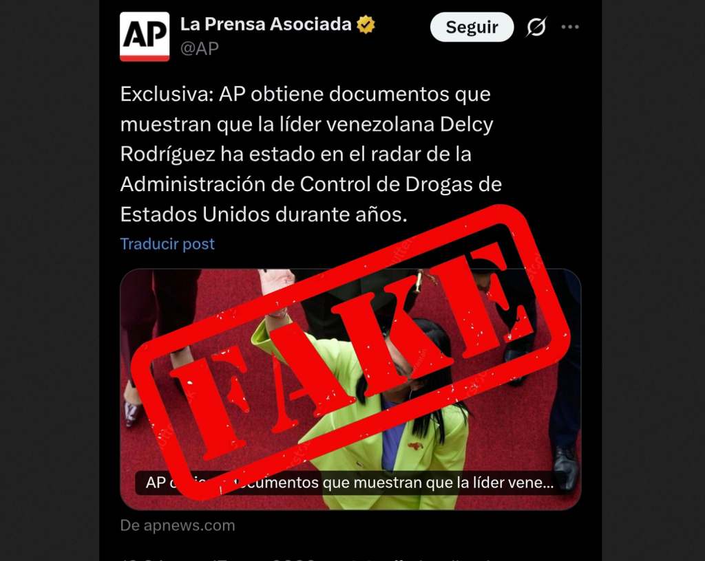 Gobierno de Venezuela desmiente fake news contra presidenta encargada