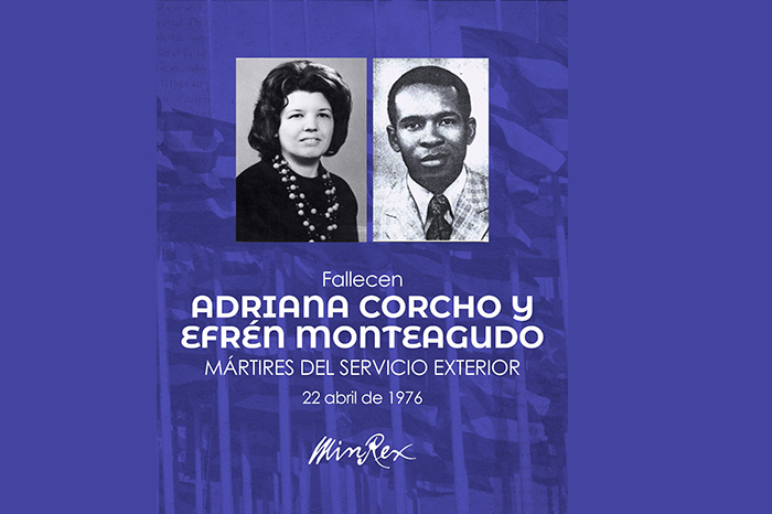 Evocan a Adriana Corcho y Efr&eacute;n Monteagudo, m&aacute;rtires del servicio exterior. Foto: Prensa Latina